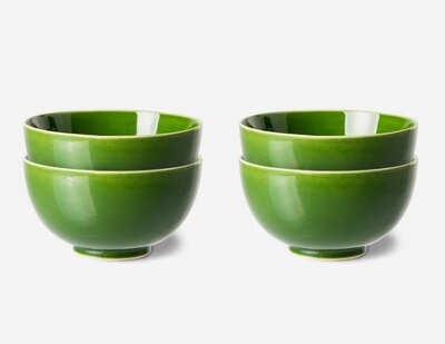 HKliving the emeralds: ceramic dessert bowl, green (set of 4)