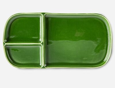 HKliving the emeralds: ceramic plate rectangular, green (set of 2)