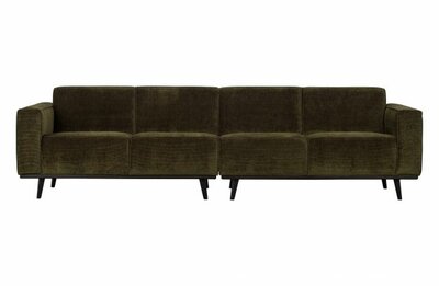 WOOOD Premium Statement 4-zits Bank 280 cm Platte Brede Rib Warm Groen