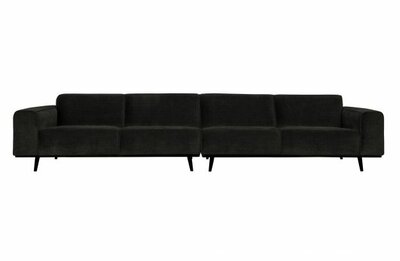 WOOOD Premium Statement xl 4-zits Bank 372cm Platte Brede Rib Graphite