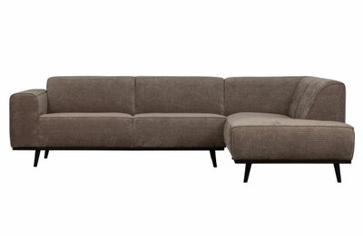 WOOOD Premium Statement Hoekbank Rechts Platte Brede Rib Taupe