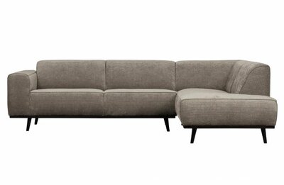 WOOOD Premium Statement Hoekbank Rechts Platte Brede Rib Clay