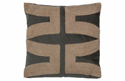 Woood Isla kussen borduur micro velvet mocca 45x45cm