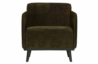 WOOOD Premium Statement Fauteuil Met Arm Brede Platte Rib Warm Groen