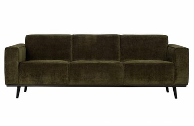 BePureHome Statement 3-zits Bank 230cm Brede Platte Rib Warm Groen