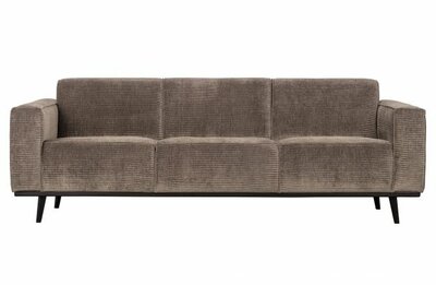 WOOOD Premium Statement 3-zits Bank 230cm Brede Platte Rib Taupe