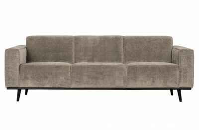 WOOOD Premium Statement 3-zits Bank 230cm Brede Platte Rib Clay