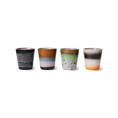 HKliving 70s ceramics: ristretto mugs, Good vibes (set of 4)