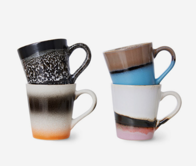 HKLIVING 70s ceramics espresso mugs funky (set of 4)