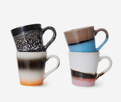 HKliving 70s ceramics espresso mugs funky (set of 4)