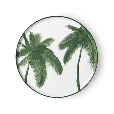 HKliving porcelain dinner plate palms, green