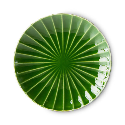 the emeralds: ceramic side plate ribbed, green (set of 2)