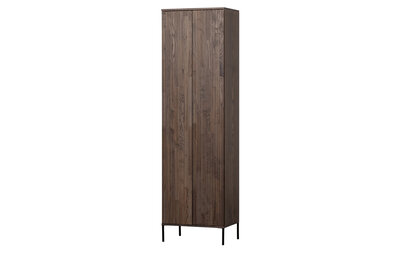 WOOOD New Gravure hoge kast met lade essen fineer espresso