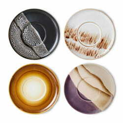 HKLIVING 70s ceramics: saucers Big Sur (set of 4)