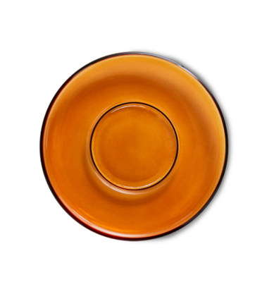 HKLIVING 70s glassware: saucers amber brown (set of 4)