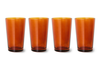 HKLIVING 70s glassware: tea glasses amber brown (set of 4)