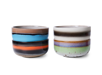 HKliving 70s ceramics dessert bowls; Freak out (set van 4)