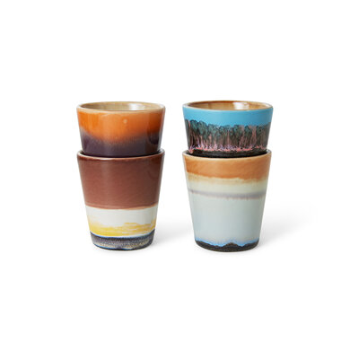 HKliving 70s ceramics: ristretto mugs, solar (set of 4)