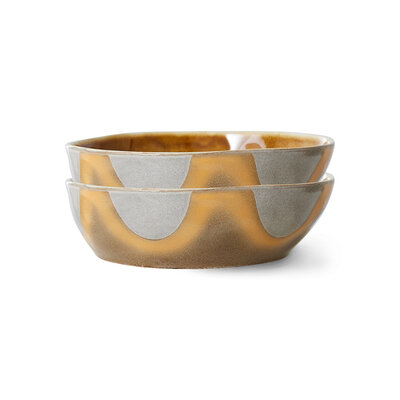 HKliving 70s ceramics: pasta bowls, oasis (set of 2)