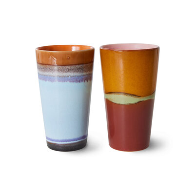 HKLIVING 70s ceramics: latte mugs, clash (set of 2)
