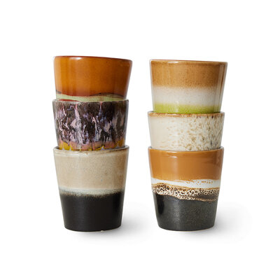 HKLIVING 70s ceramics: coffee mugs, Soil (set of 6)