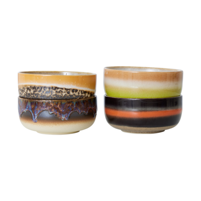 HKliving 70s ceramics dessert bowls; humus (set van 4)