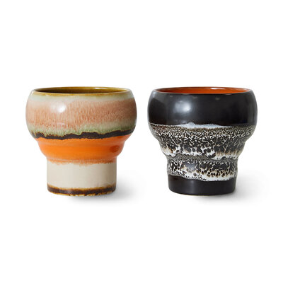 HKliving 70s ceramics: lungo mugs, basalt (set of 2)