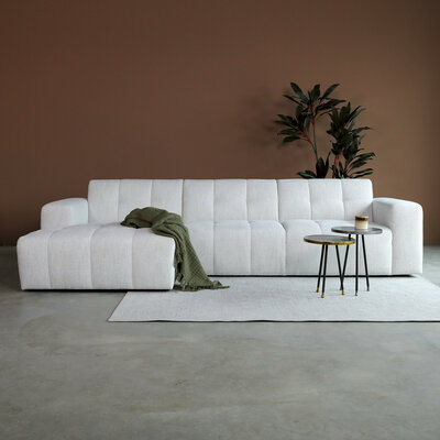 Pepp Interiors Wave Bank Chaise Longue Links in luxe stof Boston Cement