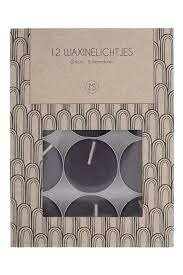ZUSSS SET VAN 12 WAXINELICHTJES ZWART-BORDEAUX