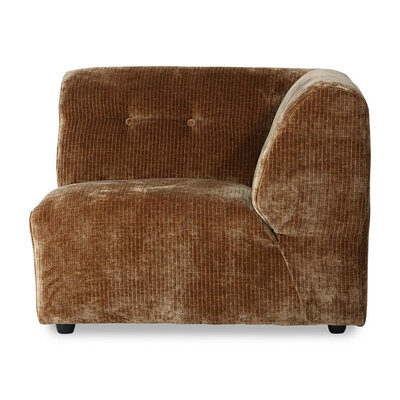HKLIVING Vint Couch Element Right Corduroy Velvet, Aged Gold
