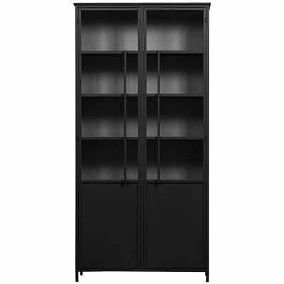 WOOOD Premium Exhibit XL 2 deurs vitrinekast metaal zwart