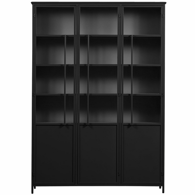 WOOOD Premium Exhibit XL 3 deurs vitrinekast metaal zwart