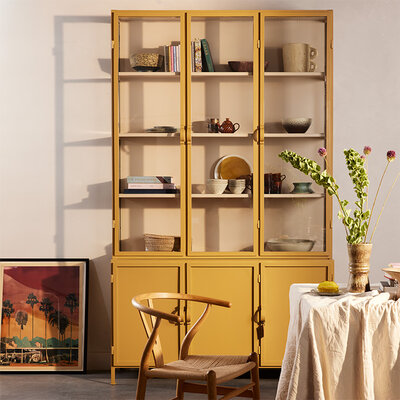 New Routz Detroit 6 deurs vitrinekast mustard