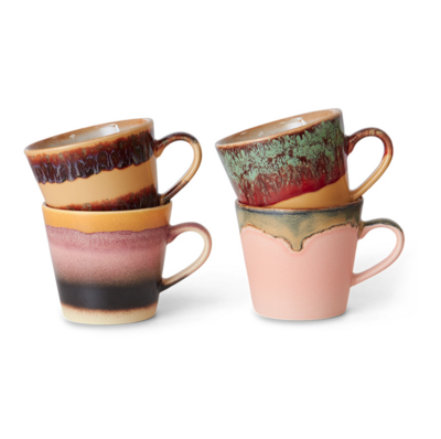 HKLIVING 70s ceramics: cappuccino mugs vista, (set of 4)