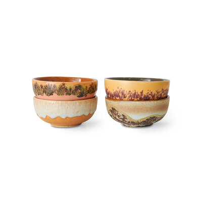 HKLIVING 70s ceramics: XS bowls, marine (set of 4)