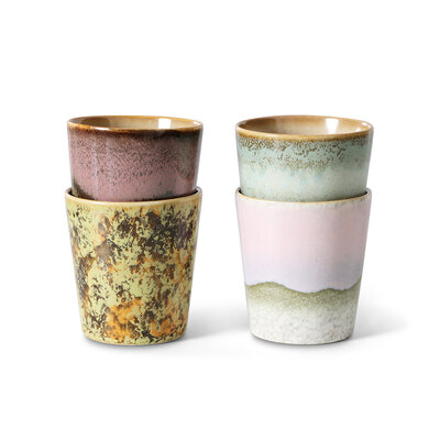 HKLIVING 70s ceramics: coffee mugs, serendipity (set of 4)