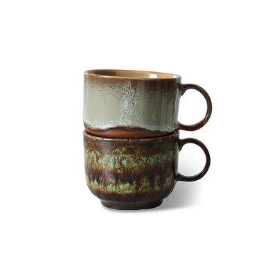 HKLIVING 70s ceramics: tea cup, odyssey (set of 2)
