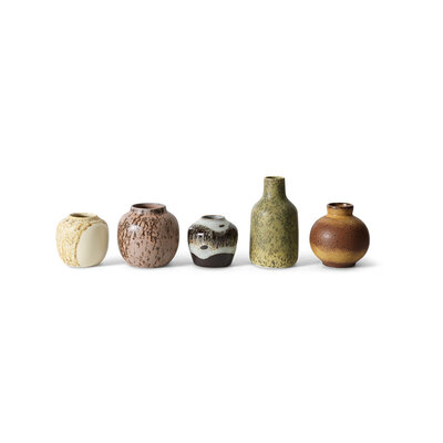 HKLIVING 70s ceramics: small vases, pursuit (set of 5)