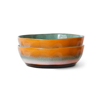 HKLIVING 70s ceramics: pasta bowls golden hour, set of 2