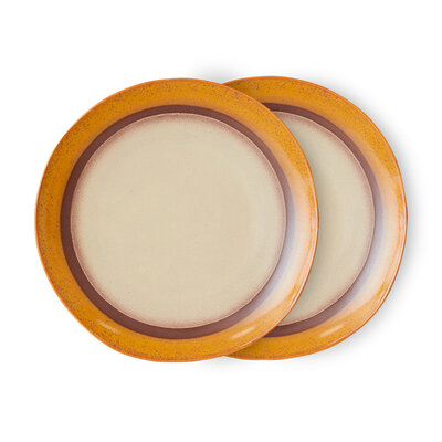 HKLIVING 70s ceramics: dinner plates coconut, set of 2