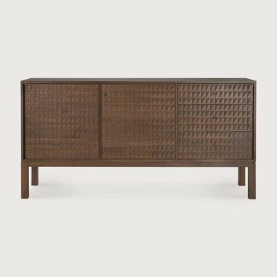 Ethnicraft Sono Dressoir Varnished Teak Licht Bruin 2 Deurs 3 Laden