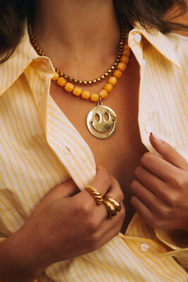 Bonnie Studios golden Smiley Big Pendant