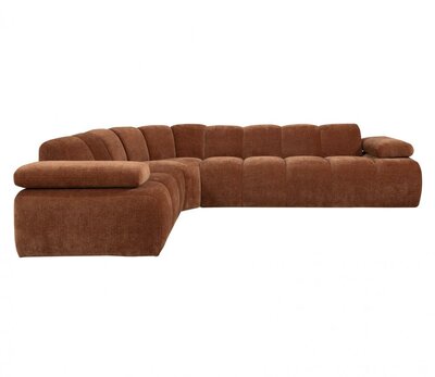 WOOOD Mojo hoekbank Geweven Ribstof Roestbruin links
