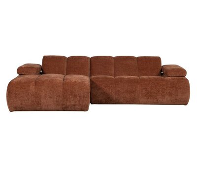 WOOOD Mojo Chaise Longue Geweven Ribstof Roestbruin Links