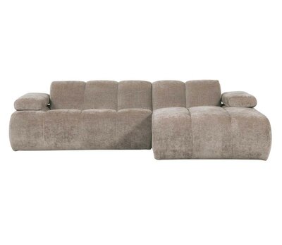 WOOOD Mojo Chaise Longue Geweven Ribstof Donkerzand Rechts