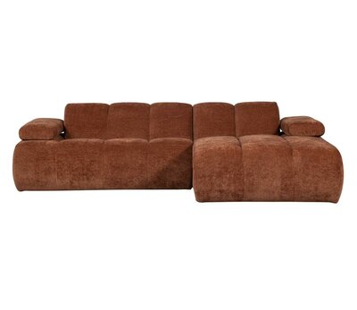 WOOOD Mojo Chaise Longue Geweven Ribstof Roestbruin Rechts