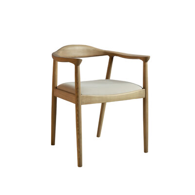NOGA design Lou houten natural eetkamerstoel met stoffen zitting