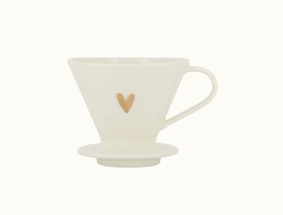 Zusss koffiefilterhouder keramiek hartje wit goud