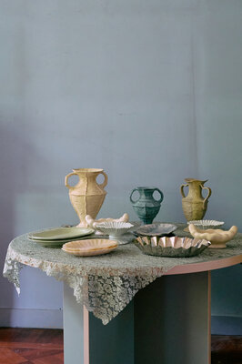 HKLIVING Dining table pale blue round 130 cm