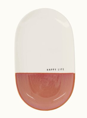 Zusss serveerschaal happy life wit burgundy